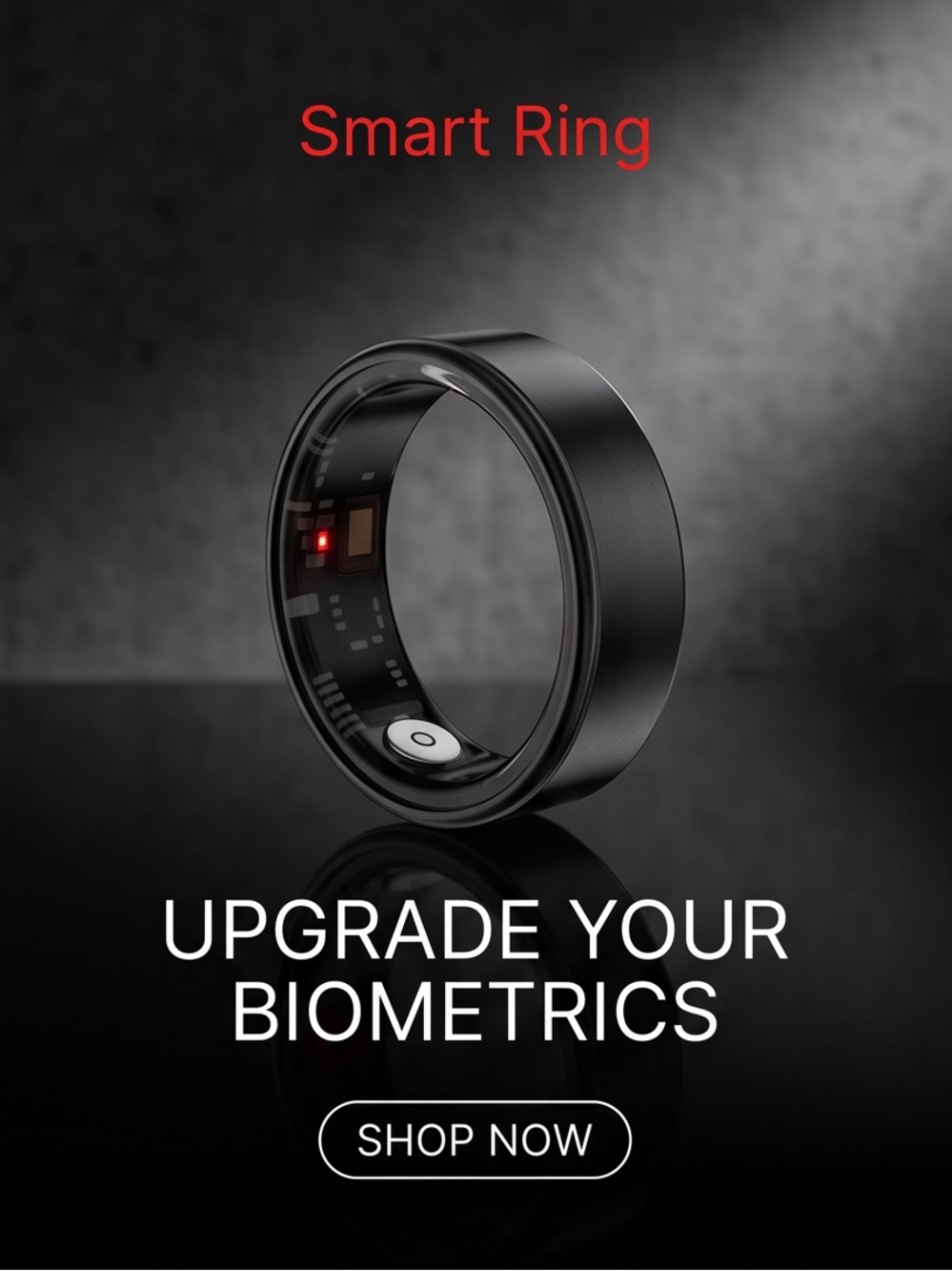 Smart Ring Size 9 – Biometric Health & Fitness Tracker (Black)